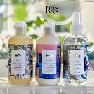 R+CO Dallas Biotin Thickening Shampoo Conditioner Spray Set Bundle New